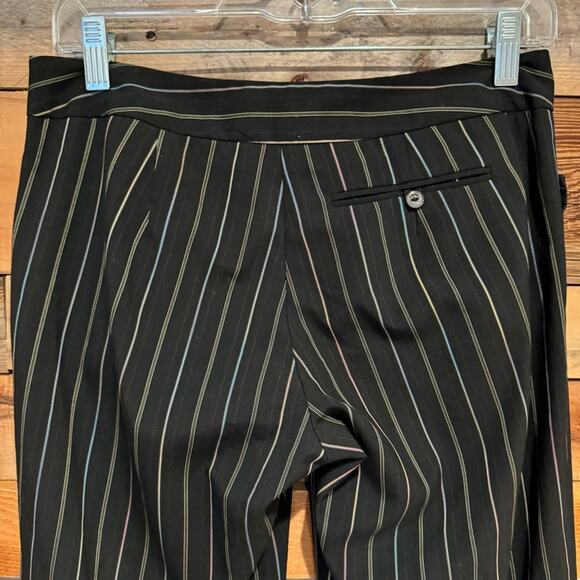 Trina Turk Y2K Pinstripe Low Rise Bootcut Trouser 0 Black Officecore Preppy 2000 - Picture 9 of 13